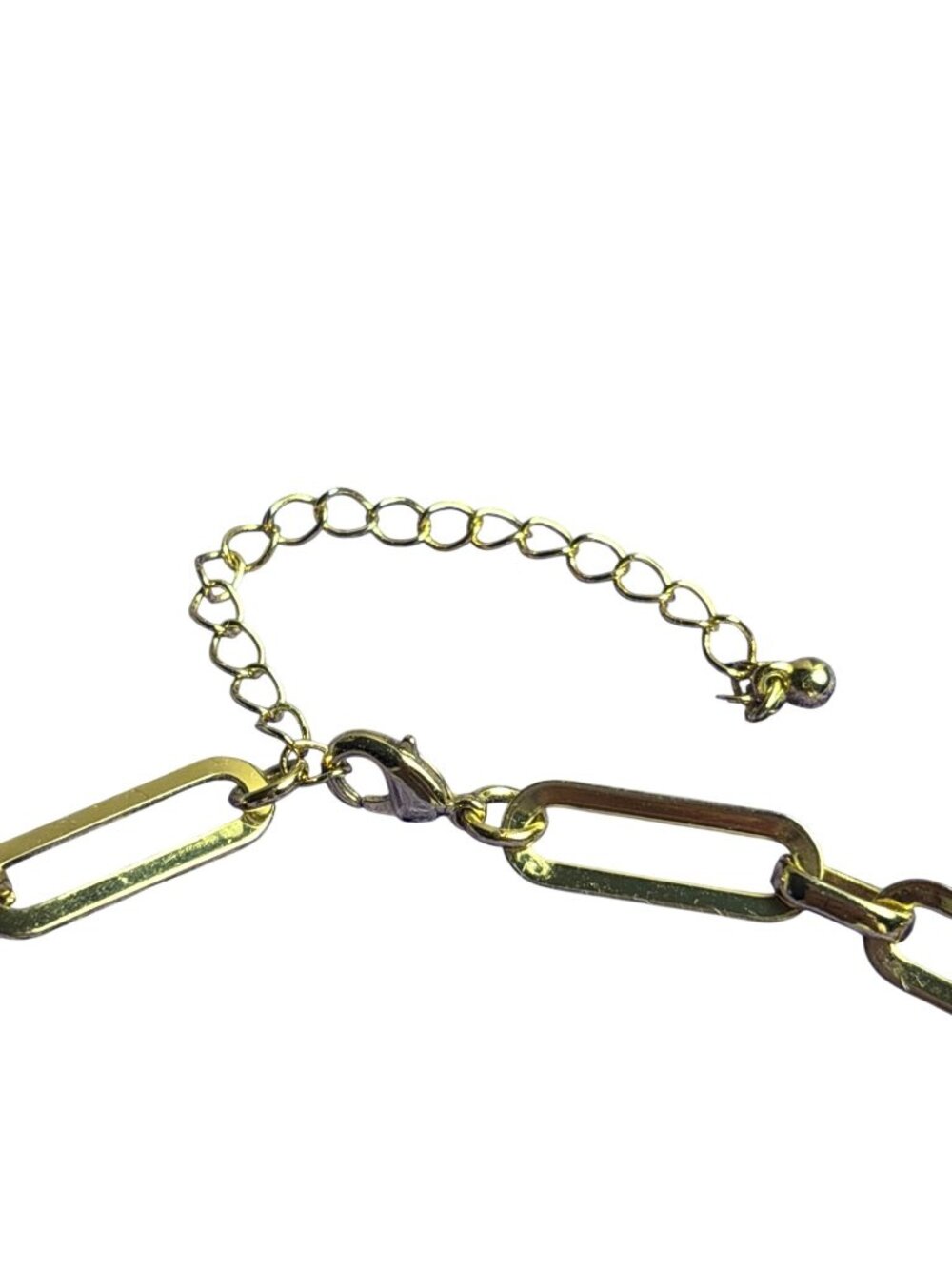 Chunky Goldtone Paperclip Chain Necklace Lobster Clasp 15 - 18 inches Long - Picture 2 of 2